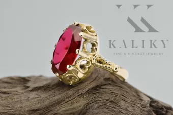  Rubín 14k žluté zlato Vintage craft vrc134y